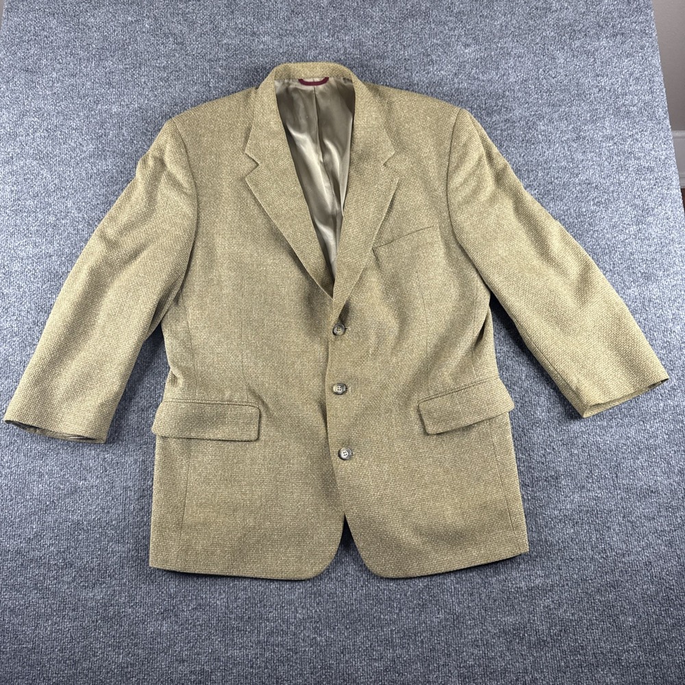 Jos A Bank 46R Randolph 3 Button Wool Silk Sports Coat Blazer Gold Beige